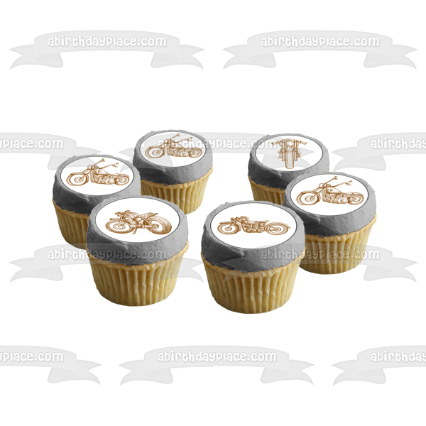 Imágenes de decoración comestible para cupcakes de motocicletas clásicas vintage ABPID55586 