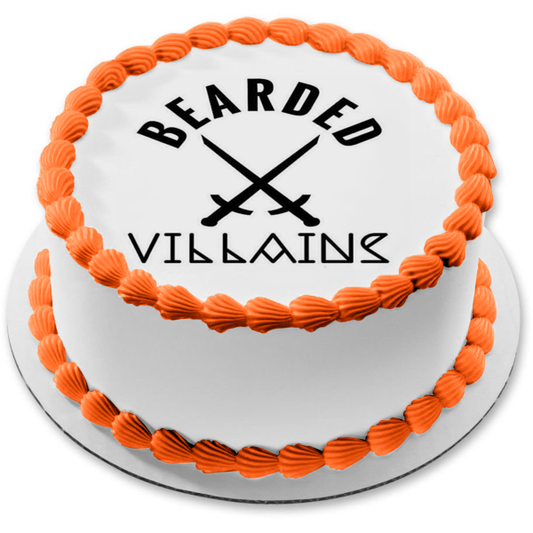 Imagen comestible para decoración de tarta con el logotipo de los villanos barbudos ABPID10211 