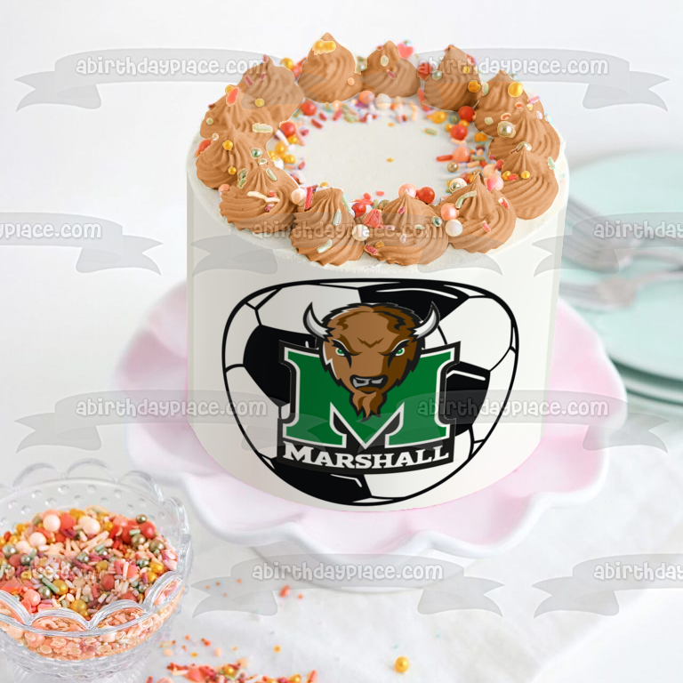 Marshall University Soccer Logo NCAA Edible Cake Topper Image ABPID10273