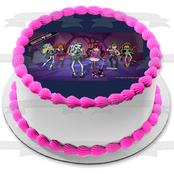 Mattel Monster High Frankie Stein Draculaura Clawdeen Wolf Cleo De Nile Lagoona Azul Adorno comestible para tarta Imagen ABPID09289 