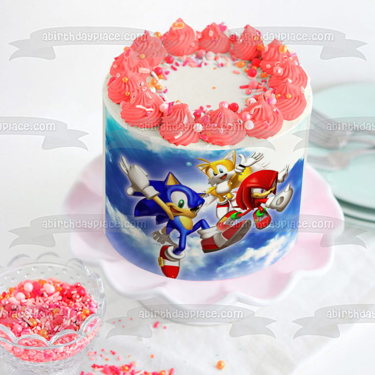 Sonic the Hedgehog Sega Videojuego Tails Knuckles Imagen comestible para decoración de tarta ABPID09292 