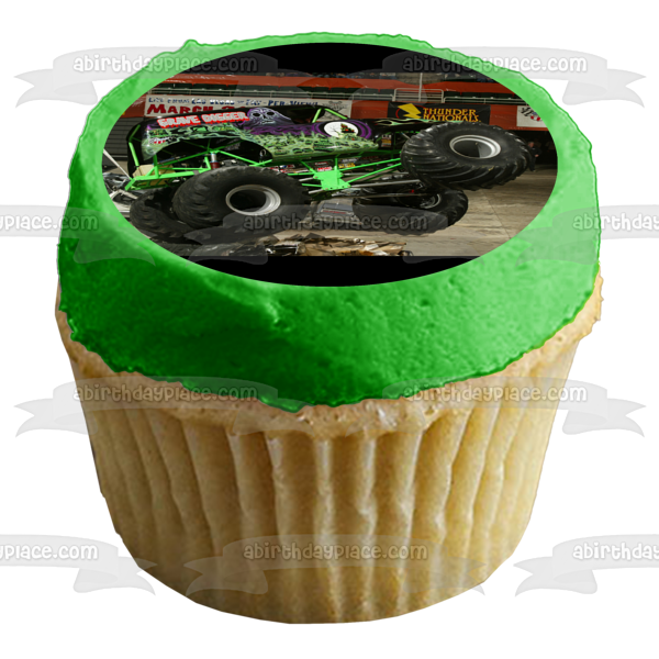 Monster Trucks Grave Digger Aplastando Coches Imagen comestible para tarta ABPID09296 