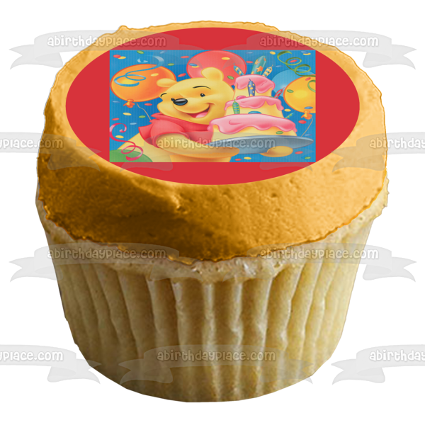 Disney Winnie the Pooh Pooh Bear Cake Balloons Edible Cake Topper Image ABPID09299