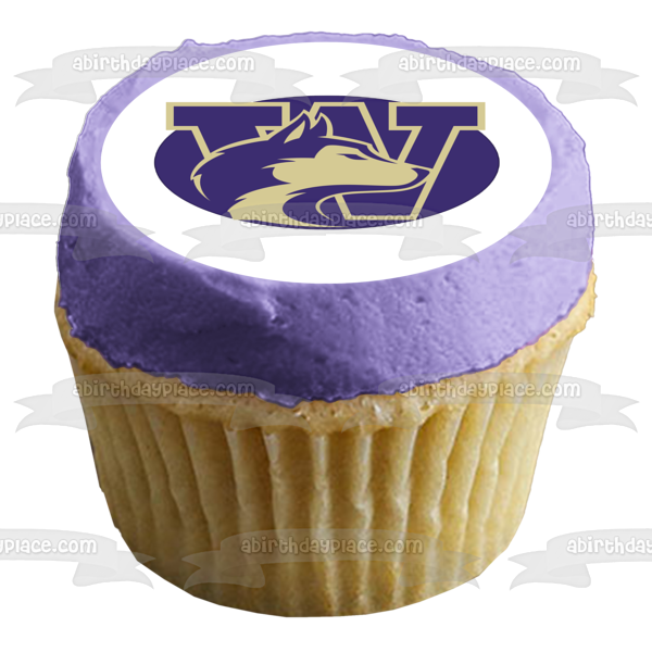 Imagen comestible para tarta con logotipo de la Universidad de Washington Huskies NCAA ABPID10329 