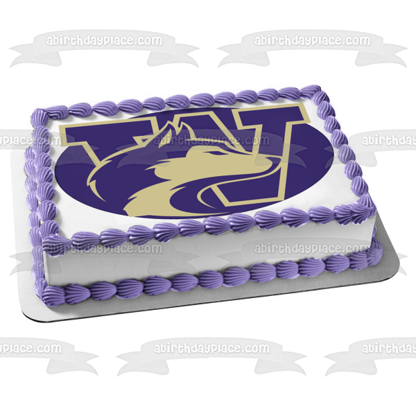 Imagen comestible para tarta con logotipo de la Universidad de Washington Huskies NCAA ABPID10329 