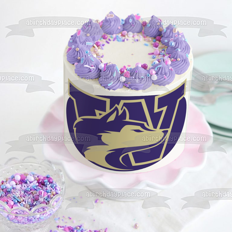 Imagen comestible para tarta con logotipo de la Universidad de Washington Huskies NCAA ABPID10329 