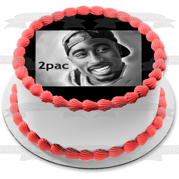 2 Pac Tupac Foto en blanco y negro Decoración comestible para tarta Imagen ABPID10356 