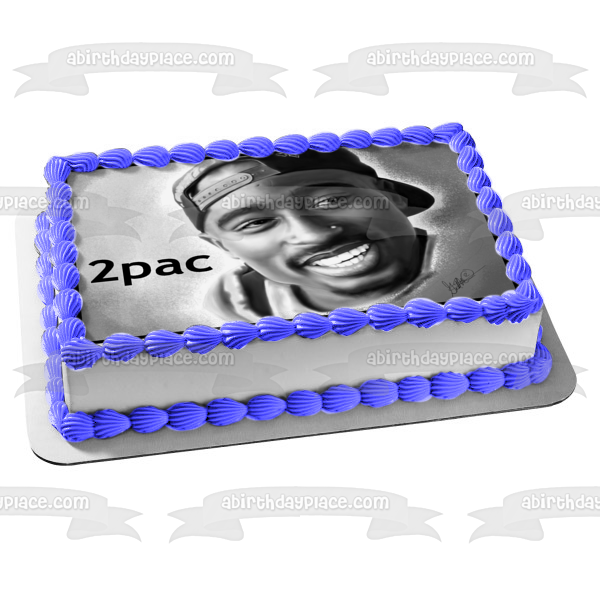 2 Pac Tupac Foto en blanco y negro Decoración comestible para tarta Imagen ABPID10356 