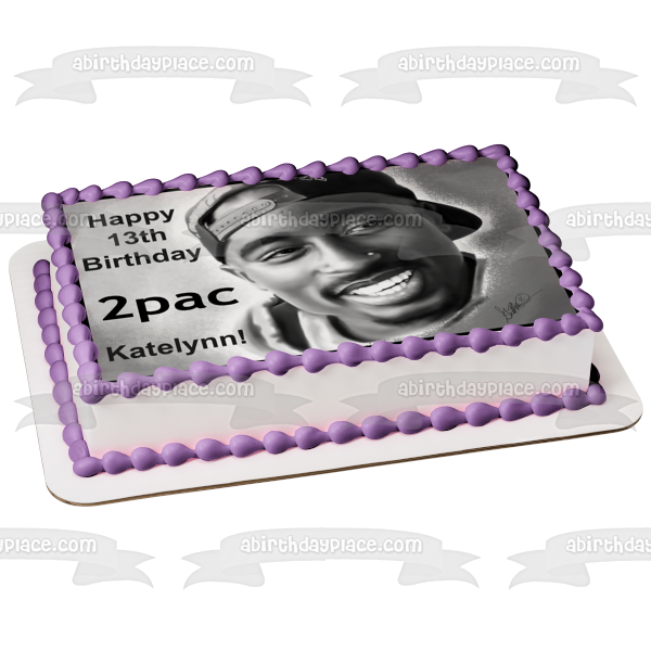 2 Pac Tupac Foto en blanco y negro Decoración comestible para tarta Imagen ABPID10356 