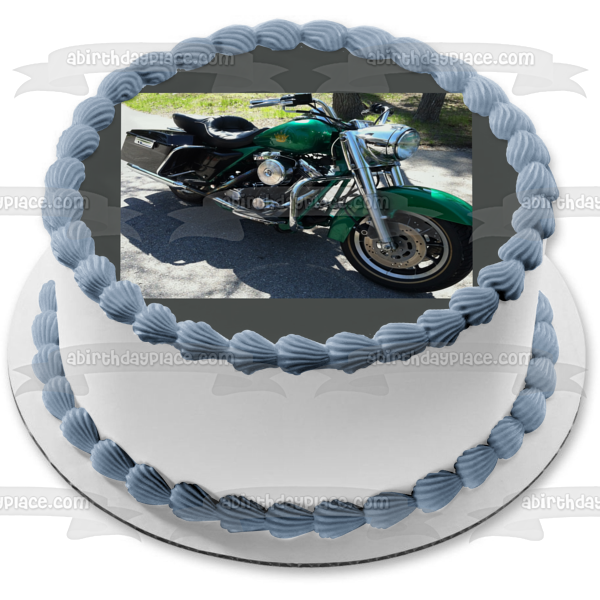 Imagen comestible para decoración de tarta de motocicleta verde ABPID10613 