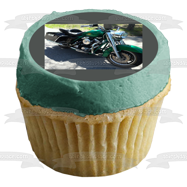 Imagen comestible para decoración de tarta de motocicleta verde ABPID10613 