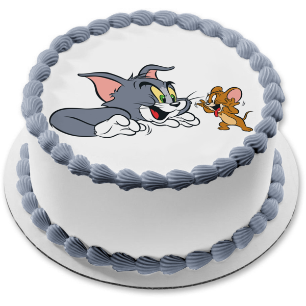 Imagen comestible para decoración de tarta de Tom y Jerry riendo ABPID10429 