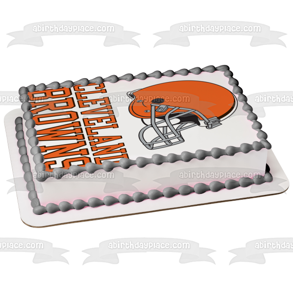 Cleveland Browns Orange Logo Football Helmet NFL Edible Cake Topper Image ABPID10463