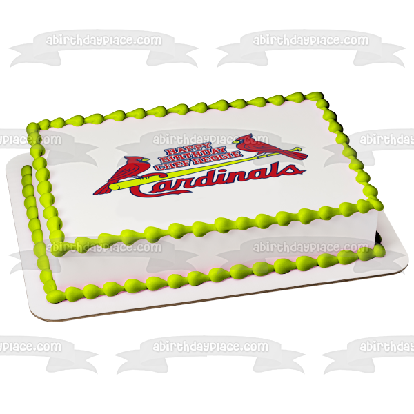 St. Louis Cardinals Logo Red Cardinals Bate de béisbol amarillo MLB Imagen comestible para tarta ABPID10487 