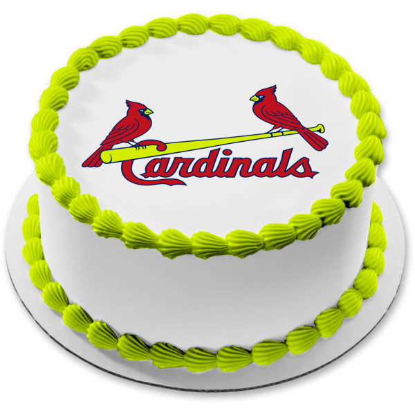 St. Louis Cardinals Logo Red Cardinals Bate de béisbol amarillo MLB Imagen comestible para tarta ABPID10487 