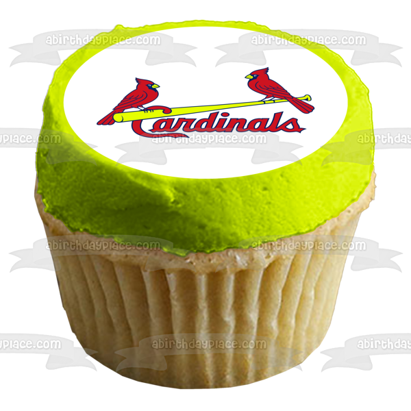 St. Louis Cardinals Logo Red Cardinals Bate de béisbol amarillo MLB Imagen comestible para tarta ABPID10487 