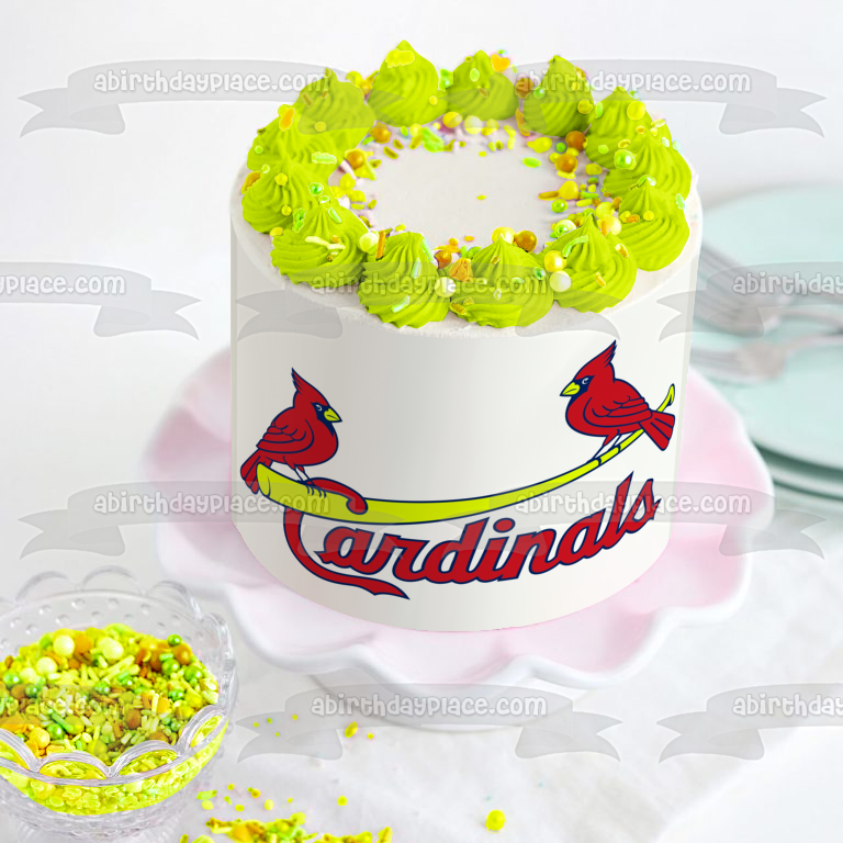 St. Louis Cardinals Logo Red Cardinals Bate de béisbol amarillo MLB Imagen comestible para tarta ABPID10487 