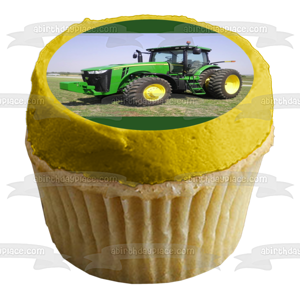 John Deere Tractor Fondo de cielo azul Imagen comestible para decoración de tarta ABPID10707 