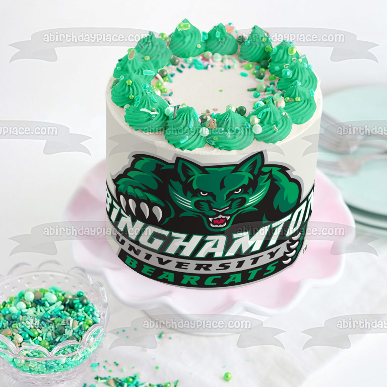 Imagen comestible para tarta con logotipo de los Bearcats de la Universidad de Binghamton NCAA ABPID10746 