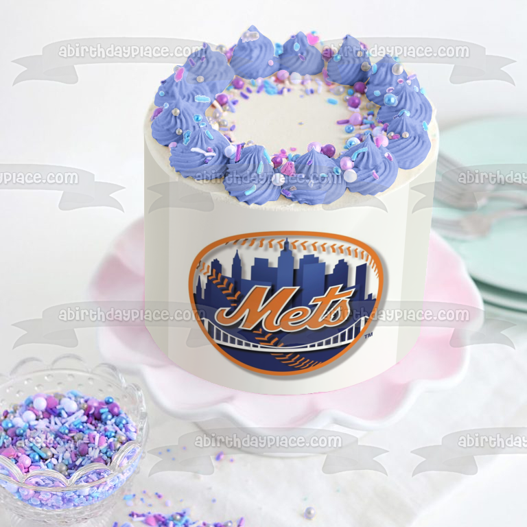 Imagen comestible para tarta con logotipo de los Mets de Nueva York MLB ABPID10756