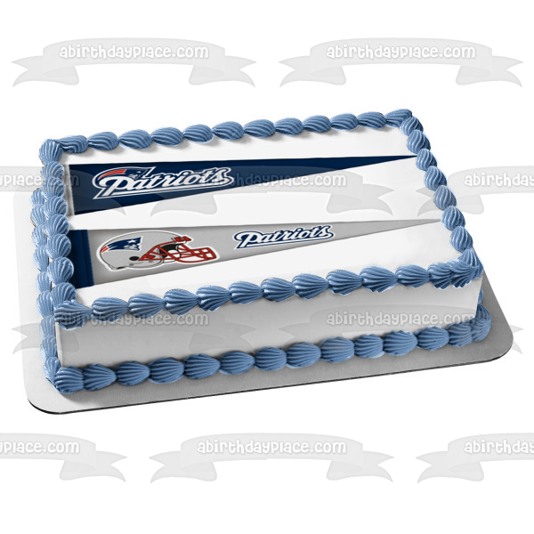 Imagen de decoración comestible para tarta con el logotipo de los banderines de los New England Patriots de la NFL ABPID10954 