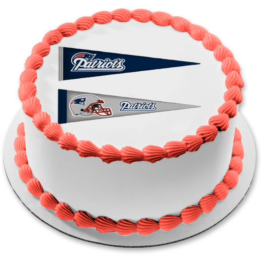 Imagen de decoración comestible para tarta con el logotipo de los banderines de los New England Patriots de la NFL ABPID10954 