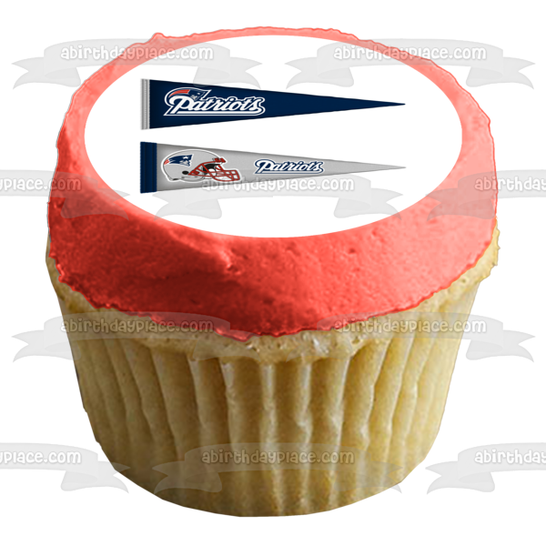 Imagen de decoración comestible para tarta con el logotipo de los banderines de los New England Patriots de la NFL ABPID10954 