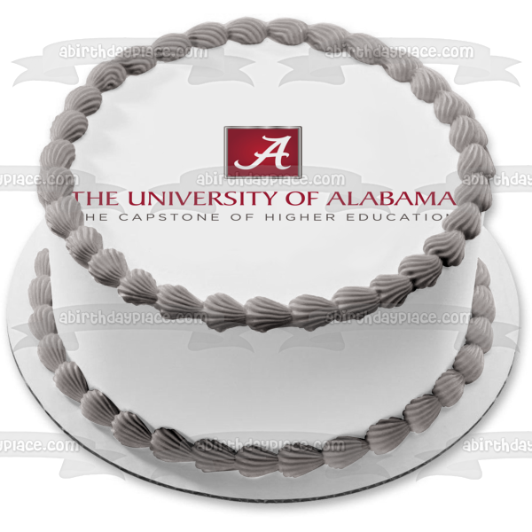 Logotipo de la Universidad de Alabama, la piedra angular de la educación superior, decoración comestible para tarta, imagen ABPID10779 