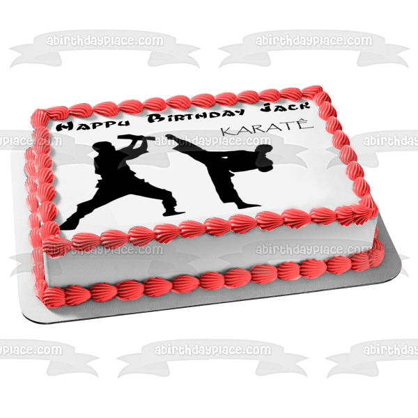 Karate Silhouettes Edible Cake Topper Image ABPID10840