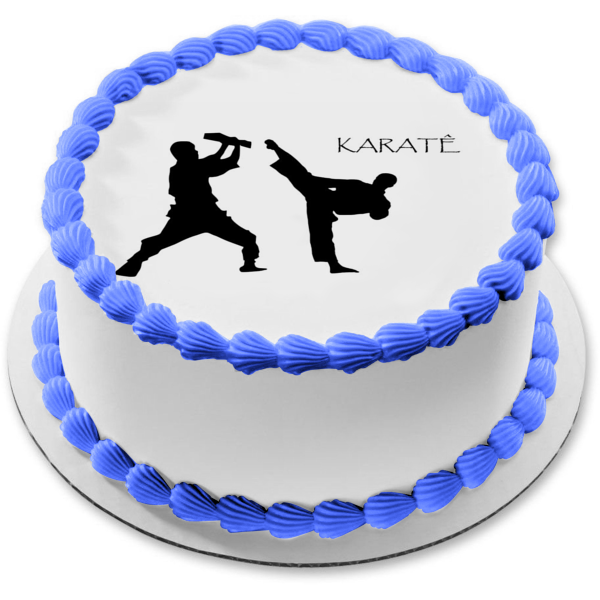 Karate Silhouettes Edible Cake Topper Image ABPID10840