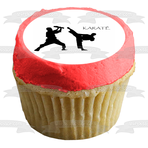 Karate Silhouettes Edible Cake Topper Image ABPID10840