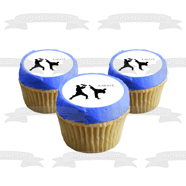 Karate Silhouettes Edible Cake Topper Image ABPID10840