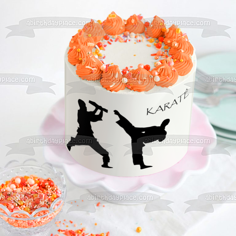 Karate Silhouettes Edible Cake Topper Image ABPID10840