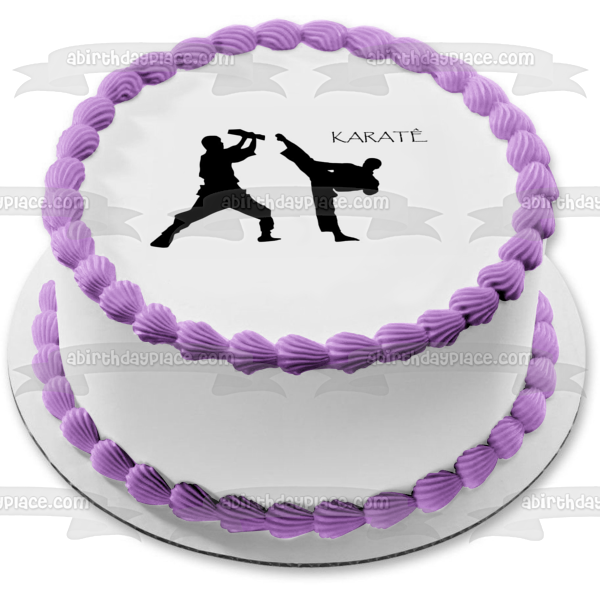 Karate Silhouettes Edible Cake Topper Image ABPID10840