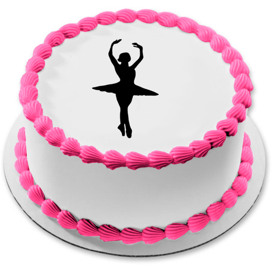 Adorno comestible para tarta con silueta de danza de ballet de bailarina, imagen ABPID55594 