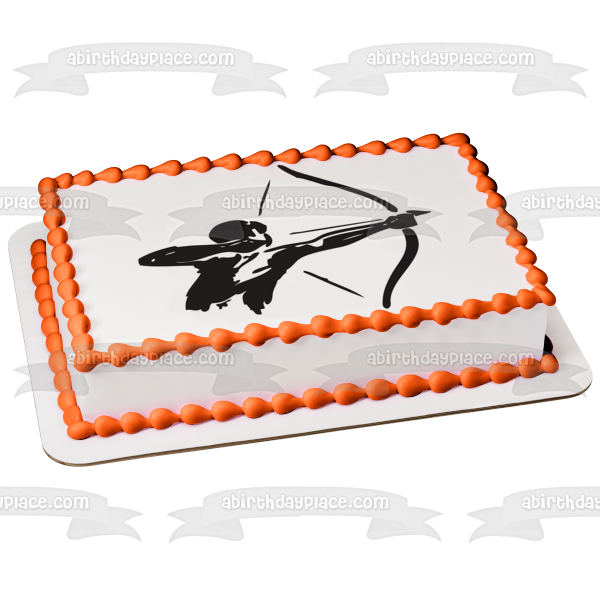 Archery Bow and Arrow Sport Hunting Silhouette Edible Cake Topper Image ABPID55595