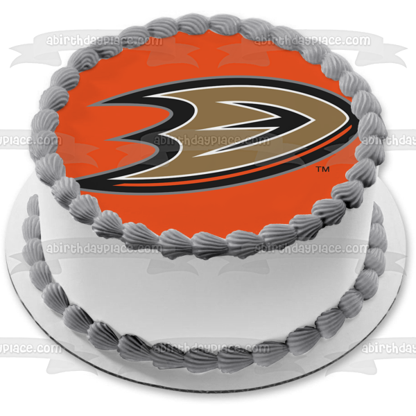 Anaheim Ducks National Hockey League Logo Edible Cake Topper Image ABPID55599