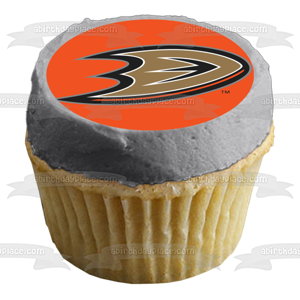 Anaheim Ducks National Hockey League Logo Edible Cake Topper Image ABPID55599