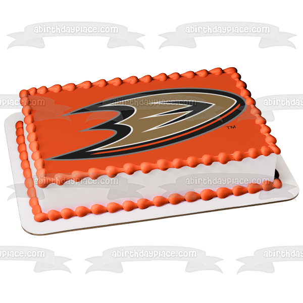 Anaheim Ducks National Hockey League Logo Edible Cake Topper Image ABPID55599