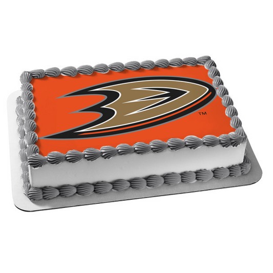 Anaheim Ducks National Hockey League Logo Edible Cake Topper Image ABPID55599