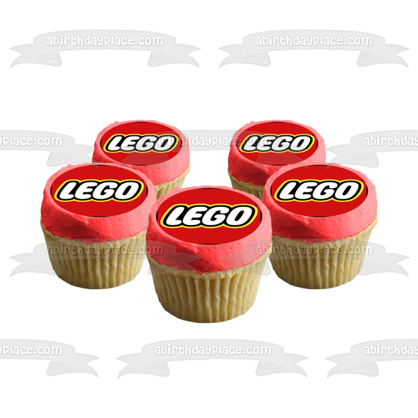 Imagen comestible para decoración de tarta con logotipo de LEGO, fondo rojo, ABPID11315 