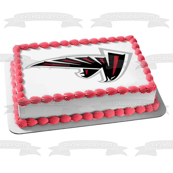 Atlanta Falcons Logo NFL Pink and White Black Background Edible