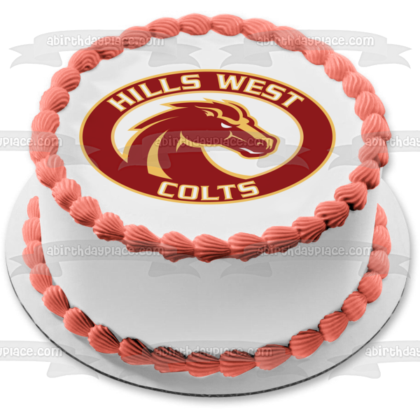 Imagen comestible para tarta con logotipo de Hills West Colts High School ABPID11110 