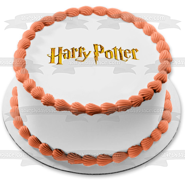 Harry Potter Gold Logo Edible Cake Topper Image ABPID11327