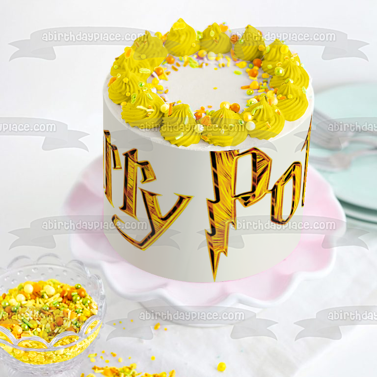 Harry Potter Gold Logo Edible Cake Topper Image ABPID11327