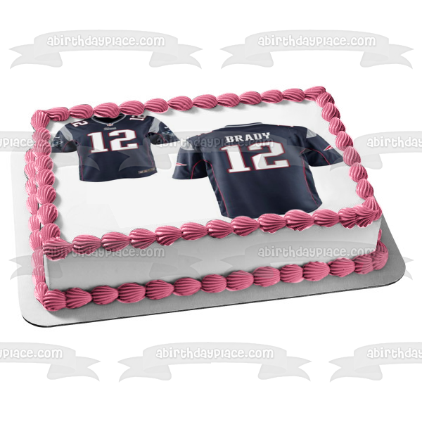 New England Patriots Tom Brady Jersey Front and Back NFL Edible Cake Topper Image ABPID11119