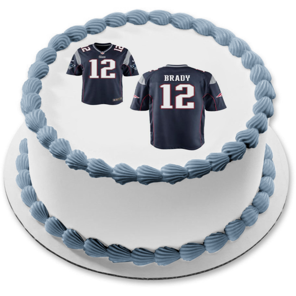 New England Patriots Tom Brady Jersey Front and Back NFL Edible Cake Topper Image ABPID11119