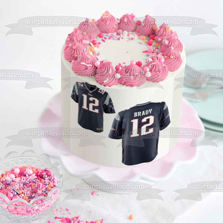 New England Patriots Tom Brady Jersey Front and Back NFL Edible Cake Topper Image ABPID11119