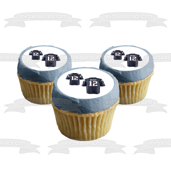 New England Patriots Tom Brady Jersey Front and Back NFL Edible Cake Topper Image ABPID11119