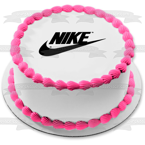 Imagen comestible para decoración de tarta con logotipo negro de Nike Swoosh ABPID11386 